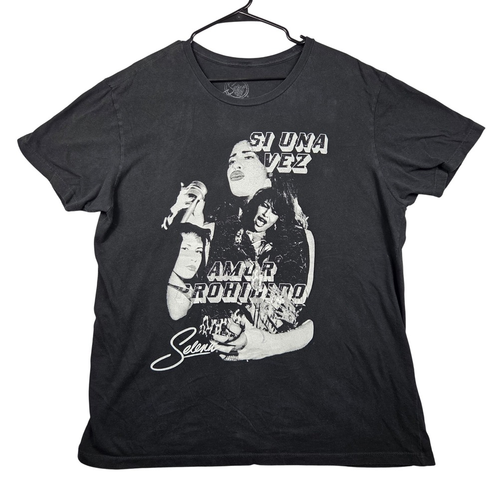Selena Graphic T-Shirt Women XL Black Excellent Amor Prohibido Si Una Vez Tee